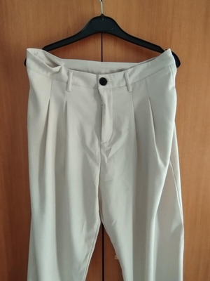 Pleated pants like new, ivory, sizes L - XL