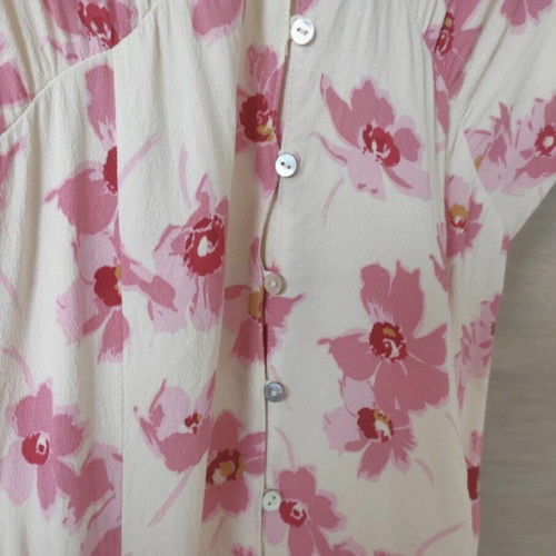 Zara midi floral button-up dress new, off white and pink