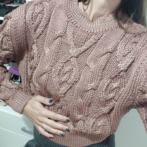 Zara sweater with knit pattern like new, pink and silver
