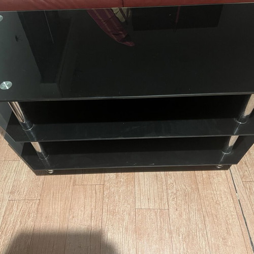 Glass TV table black, used