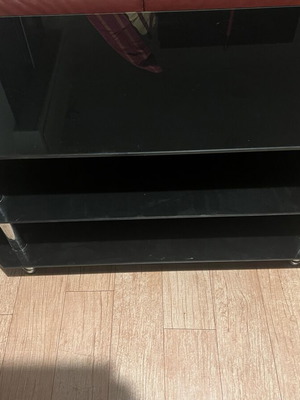 Glass TV table black, used