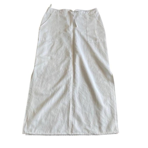 Vintage 90s Straight Long Skirt White Cotton Size M like new