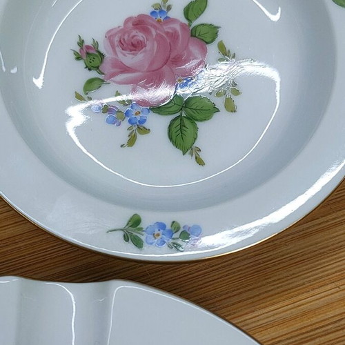 Meissen porcelain ashtrays set like new, handmade, vintage