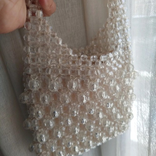 Handmade beaded bag like new, top handle