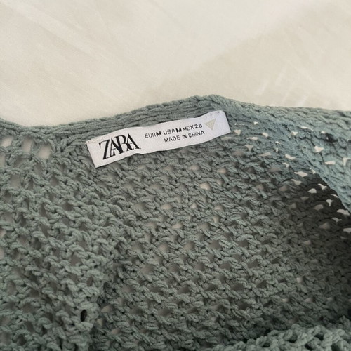 Zara crochet midi dress sage green size M like new