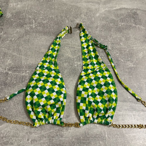 Decoro bikini top green checkered with chain, like new, size S