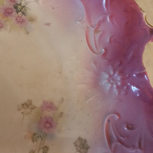 Porcelain round platter with handles Carl Tielsch like new, 31cm