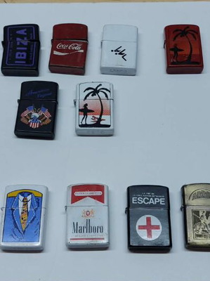 Decorative lighter collection like new, set of 18 metal lighters