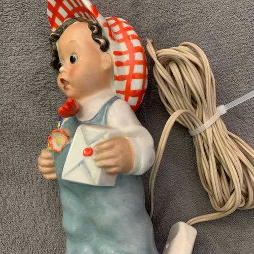 Table lamp used porcelain 1960s with 2.5m cable and switch