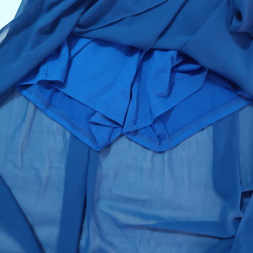 Shein blue set skirt and crop top with chiffon sleeves, like new