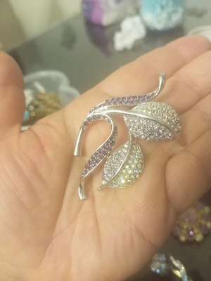 Rachel Aura B vintage brooch with Swarovski crystals, 1980