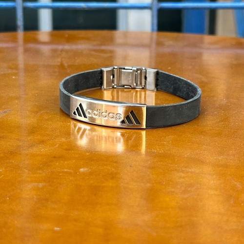 Adidas men's bracelet stainless steel and black rubber used
