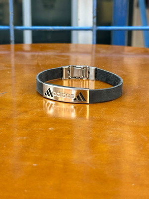 Adidas men's bracelet stainless steel and black rubber used