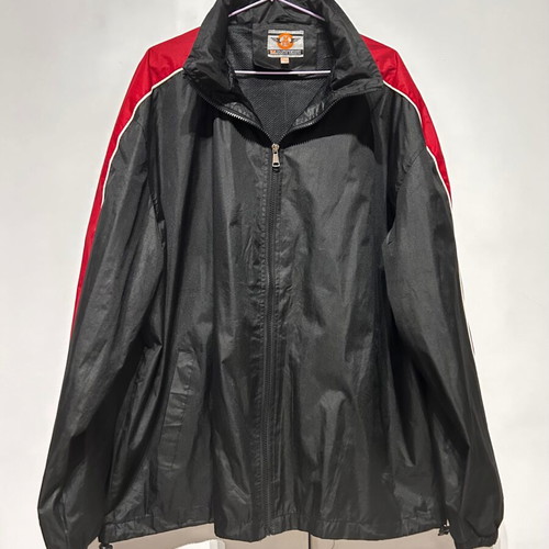 Men's black windbreaker jacket with red stripes like new