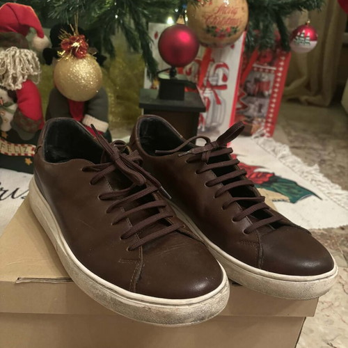 Parex leather casual shoes like new brown size 46