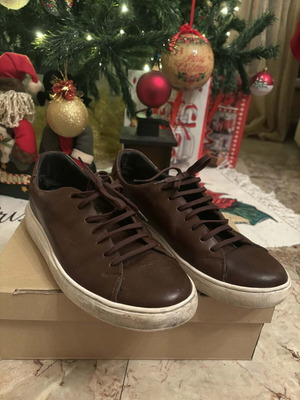 Parex leather casual shoes like new brown size 46