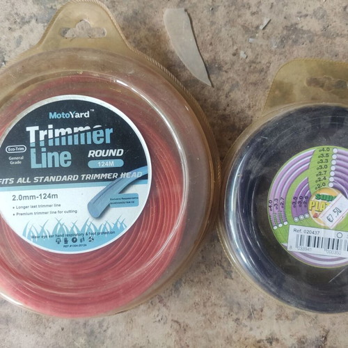 Trimmer line round 124m length 2mm thickness + round 3mm new, 2 pieces