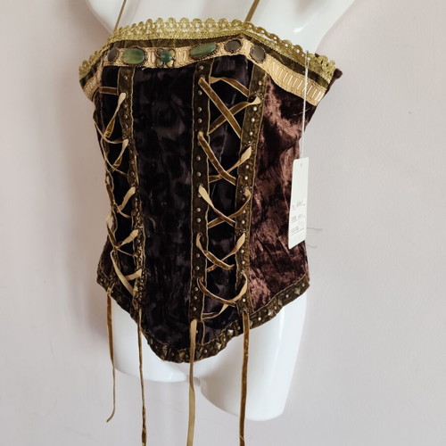 Velvet corset with gold details and green stones, new, Parisian style