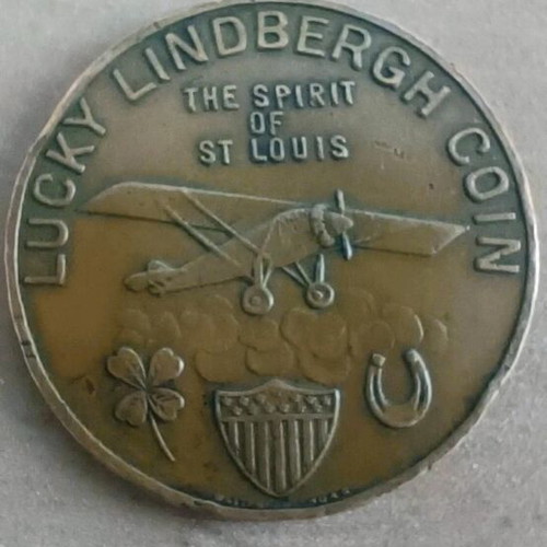 Medal vintage 1927 bronze, like new, first Paris-NY flight