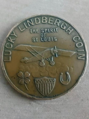 Medal vintage 1927 bronze, like new, first Paris-NY flight