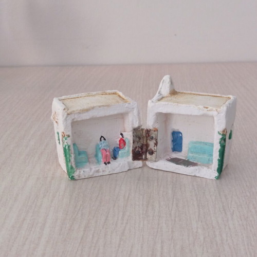Handmade plaster decorative miniature used, Cycladic house