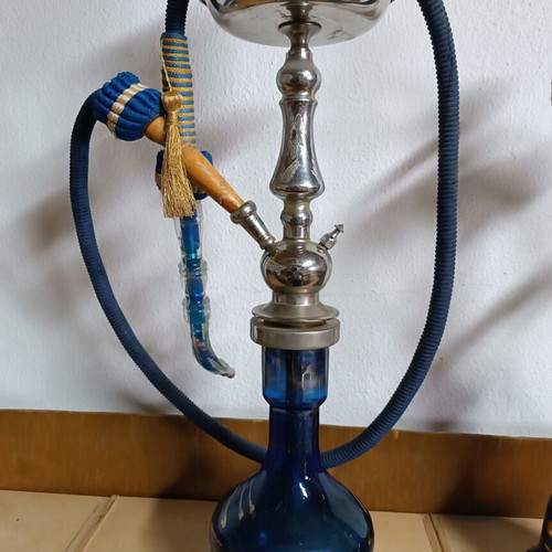 Hookahs used, set of two glass and stainless steel