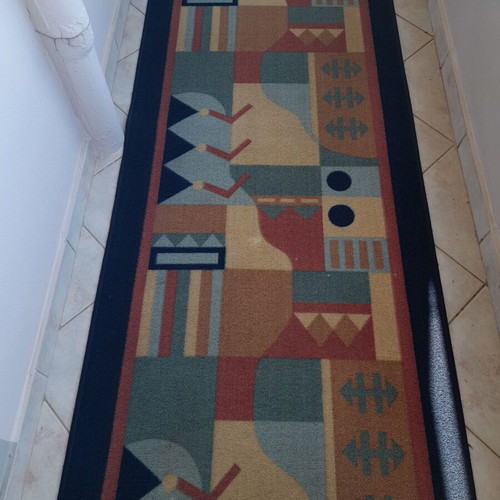 Rugs used, set of 2 colorful runners with anti-slip backing
