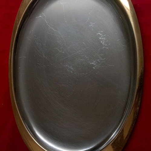 Serving platter used with gold detail Vianox 18/10 46x30 cm
