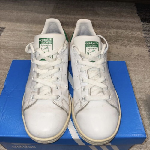Adidas Stan Smith athletic shoes used, size 37 1/3, white and green