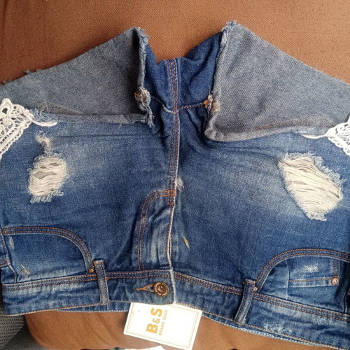 Stradivarius mini denim shorts, blue, size L