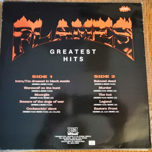 Flames Made in Hell and Greatest Hits vinyls used, metal