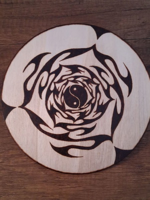 Yin Yang decorative woodcut new, 16 cm diameter