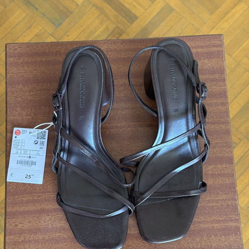 Stradivarius Sandals with Chunky Heel Size 39 New Brown