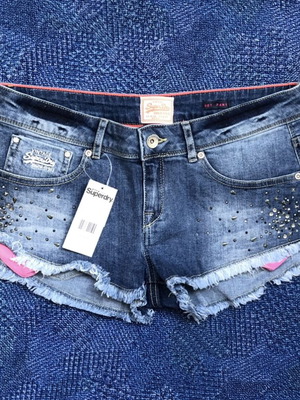 Superdry Hot Pant γυναικεία κοντά σορτς καινούργια, μέγεθος M, μπλε