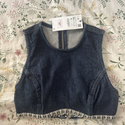 Zara denim crop top new with tag, size XS