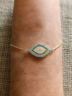 Handmade gold-plated stainless steel bracelet new, turquoise and gold