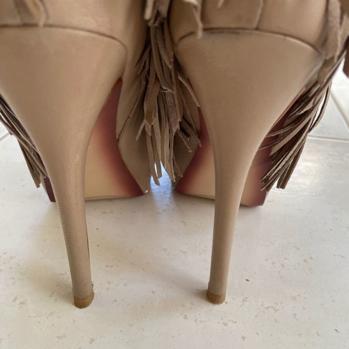 Leather ankle boots, beige, size 37