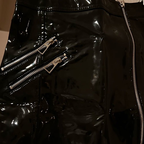 Bershka leather skirt with zipper refurbished, black, size XXS