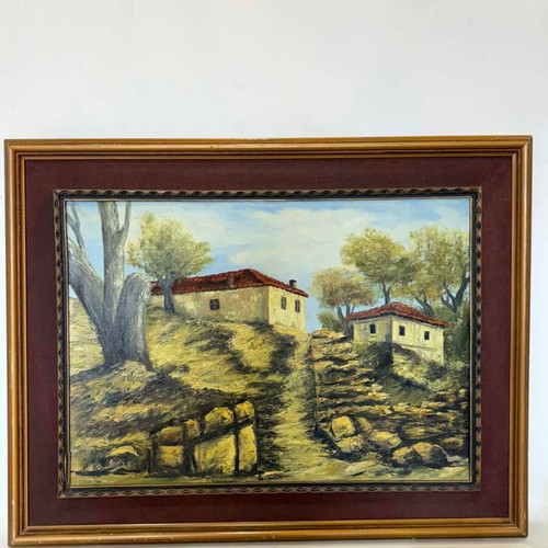 Vintage hand-painted wall frame used with artist signature 71x91