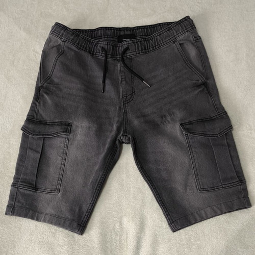 Sinsay Denim Cargo Shorts used, faded black and grey, size M