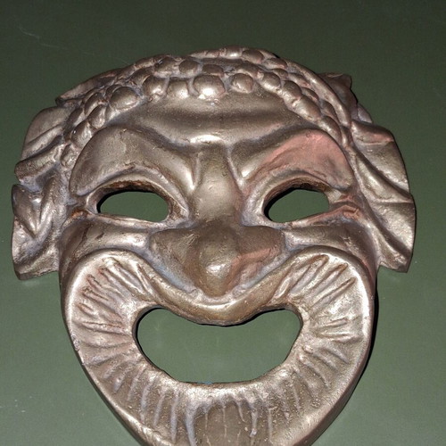 Solid Brass Theatrical Comedy Mask vintage from Greece