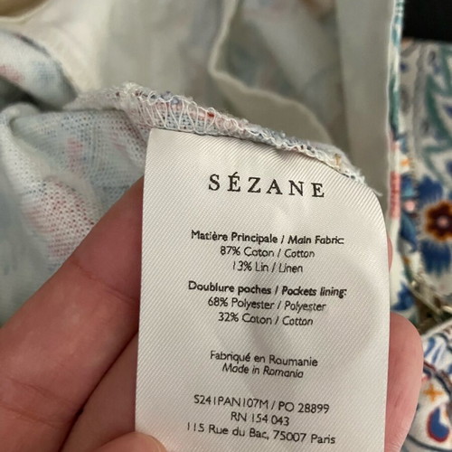 Sézane Martin cropped pants size 36 like new multicolor