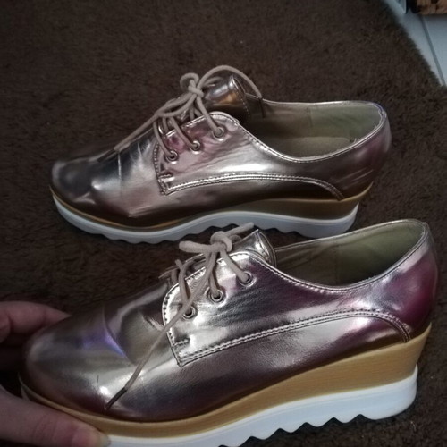 Wedge oxfords size 40 like new, pink gold platform