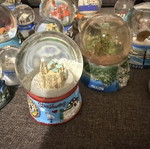 Tourist souvenir snow globes new from various world and Greek locations
