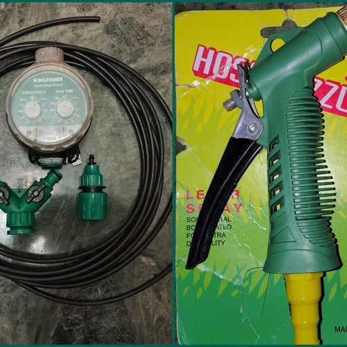 Kingfisher Analog Watering Timer used with hose pistol and accessories