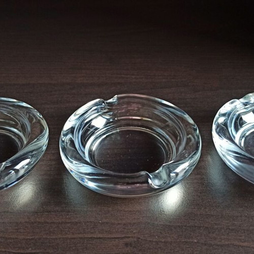 Glass Ashtrays Set of 3 Plus 1 Dewar's Collectible Used