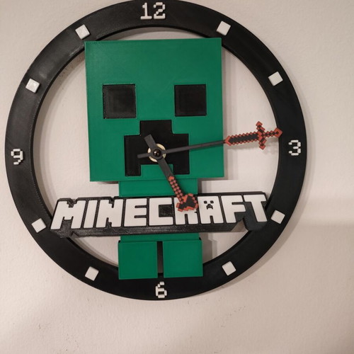 Minecraft wall clock Creeper 3D printed new, analog quartz
