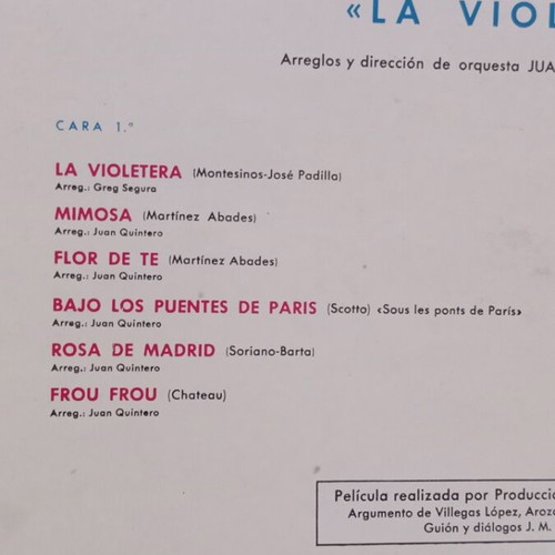 La Violetera vinyl record by Sara Montiel used