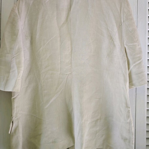 Women's vintage blazer and pants set used, linen, white and beige