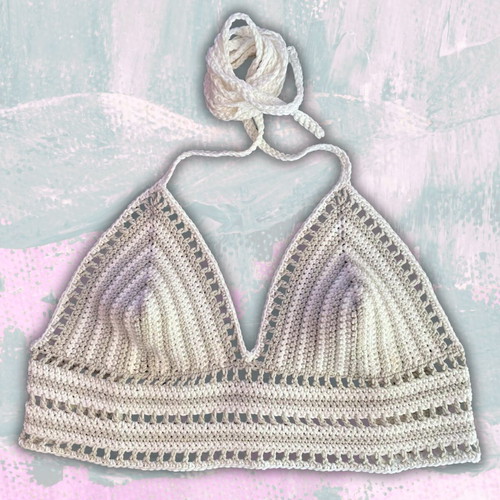 Handmade Top Bralette White Granite size S made to order